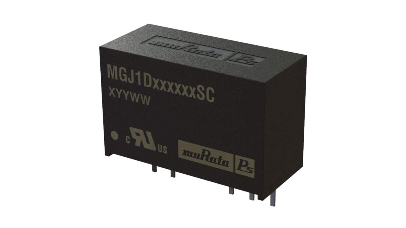 Murata Power Solutions MGJ1 DC-DC Converter, 18V dc/ 48.8mA Output, 21.6 → 26.4 V dc Input, 1W, Through Hole,