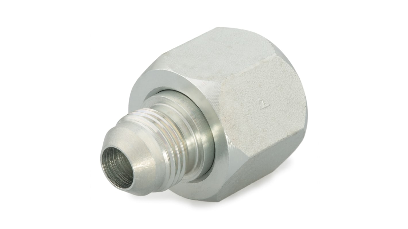 Diritto Parker, connettore A: Femmina 37° JIC Flare con dado grande, B: Maschio 37° JIC Flare, in Acciaio