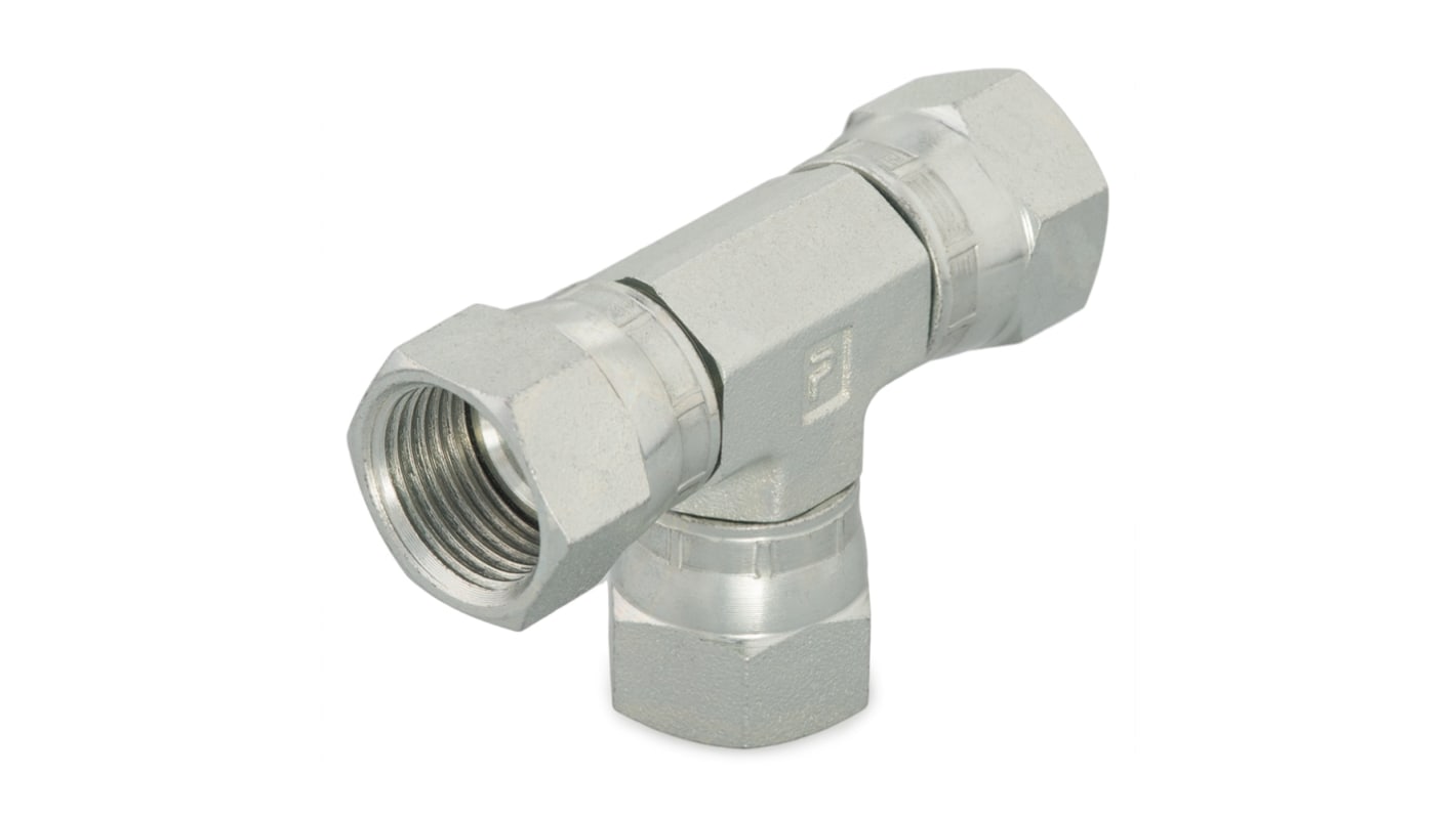 Parker Tee Female 37° JIC Flare Swivel to Female 37° JIC Flare Swivel, 4 JX6-S