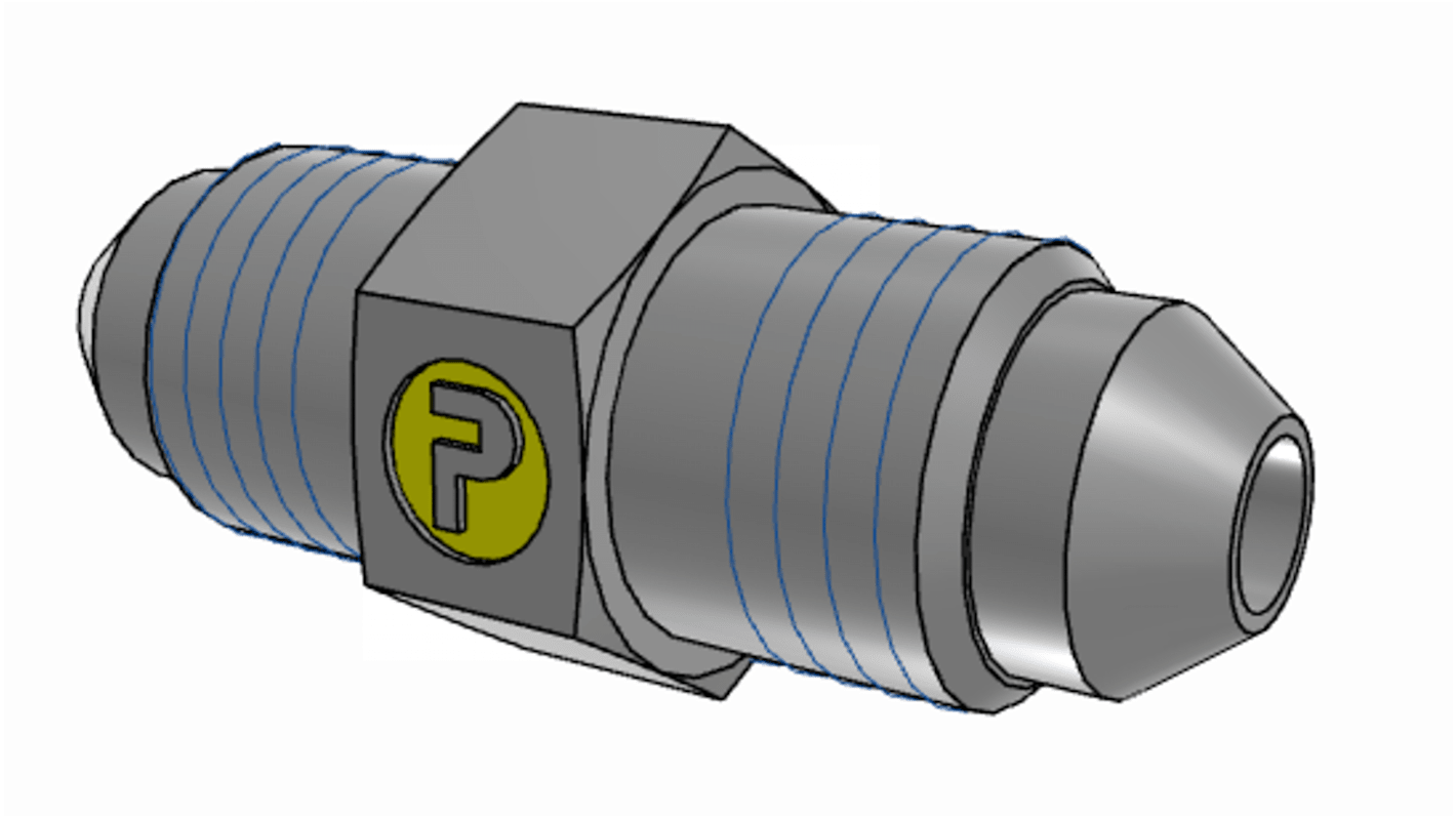 Racor hidráulico, Parker, 4HMTXS, Connector A UNF 7/16-20 macho, Connector B UNF 7/16-20 macho