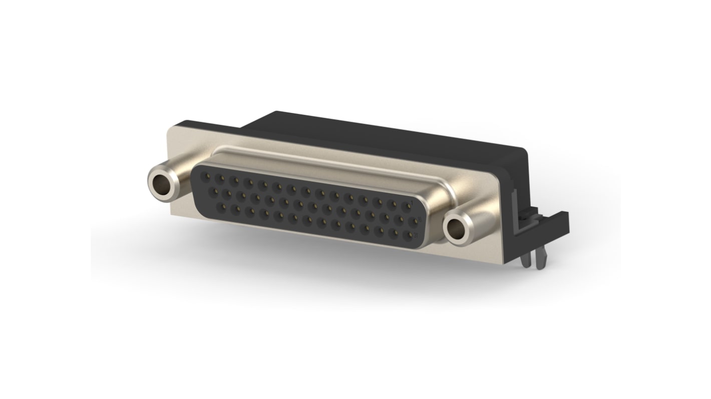 TE Connectivity 44 Way Right Angle PCB D-sub Connector Receptacle, 2.29mm Pitch, with Boardlock