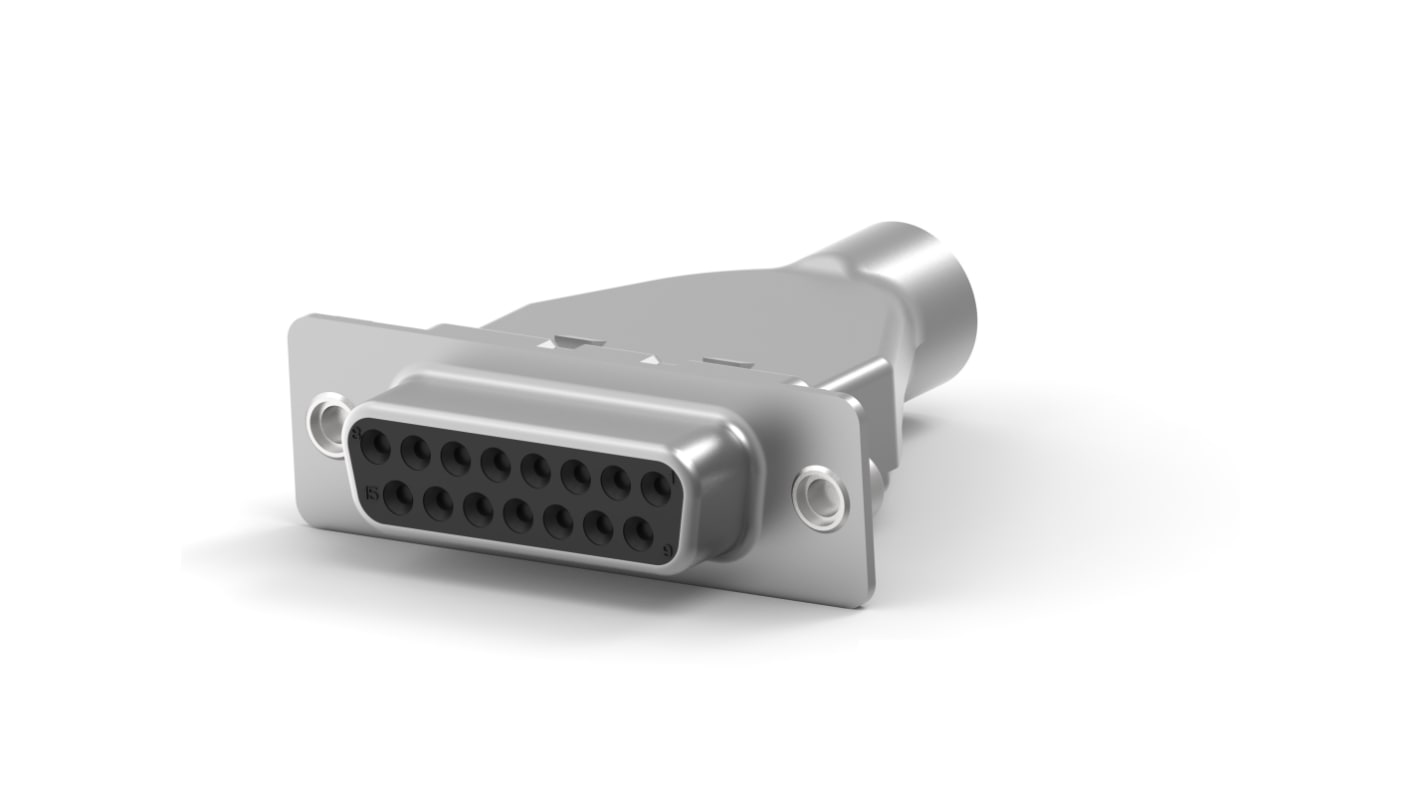 TE Connectivity AMPLIMITE 15 Way Cable D-sub Connector Receptacle, 2.74mm Pitch, with Cable Mount
