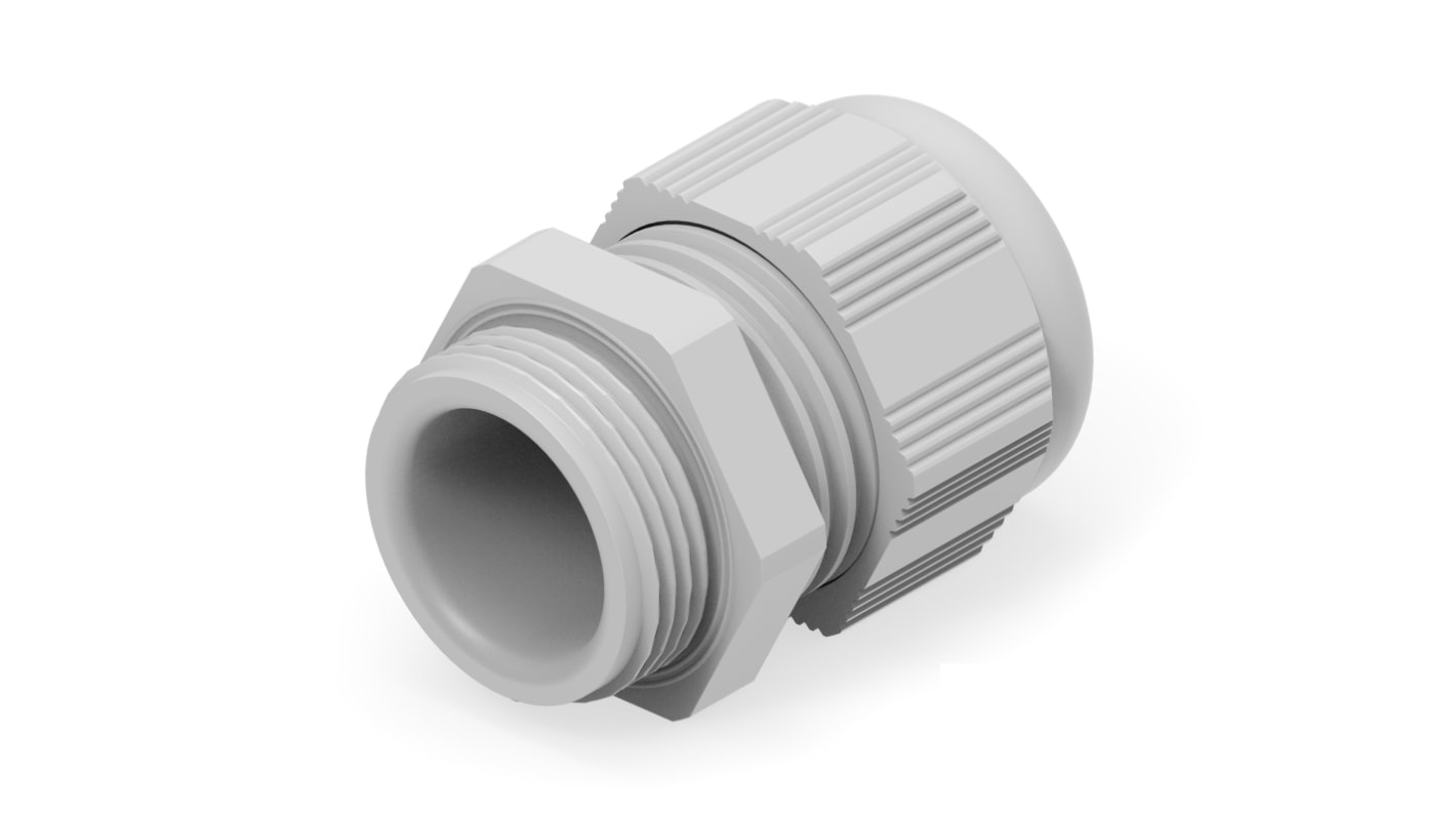 1SNG Series Light Grey PA 6 Cable Gland, M25 Thread, 11mm Min, 17mm Max, IP66, IP68