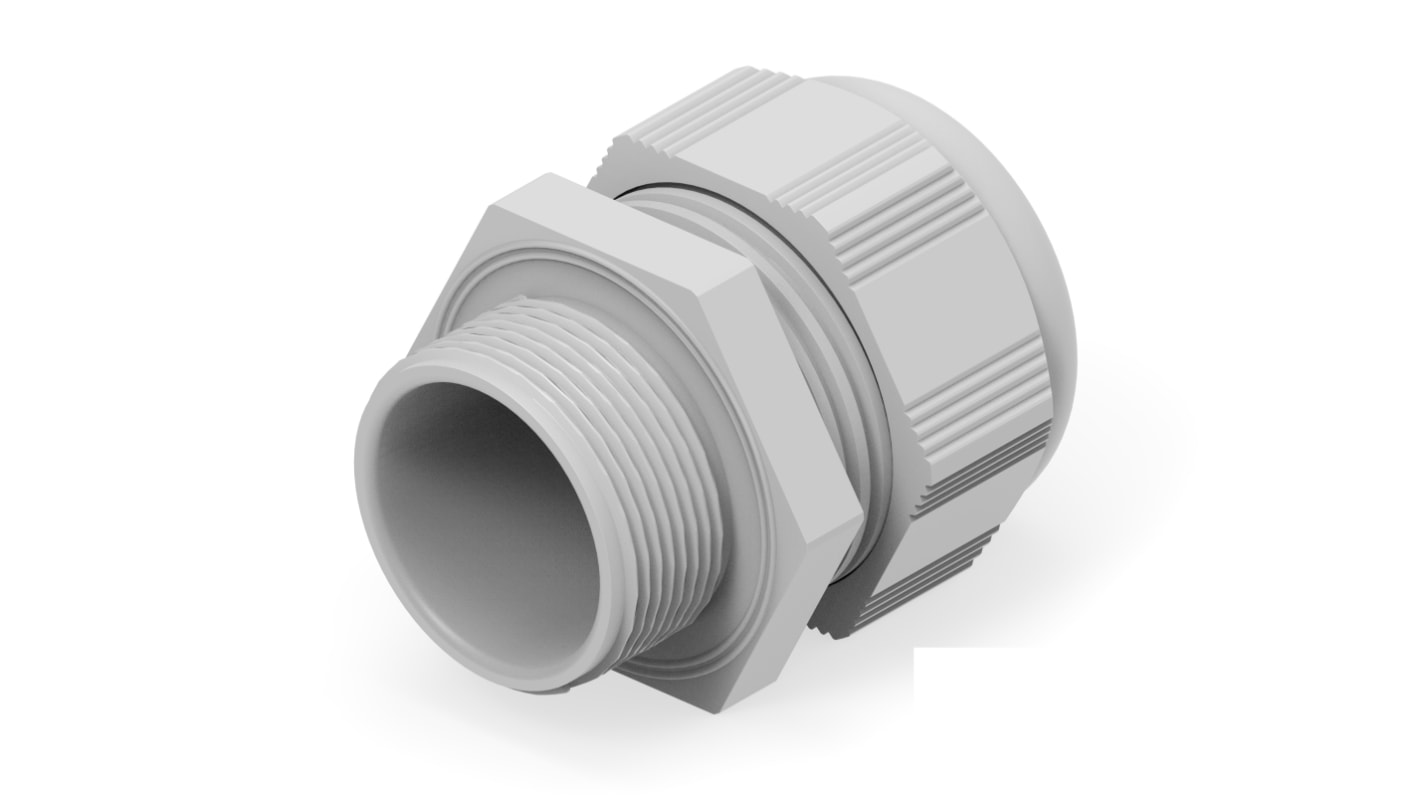 Entrelec 1SNG Series Light Grey PA 6 Cable Gland, M32 Thread, 18mm min., 25mm max., IP66, IP68