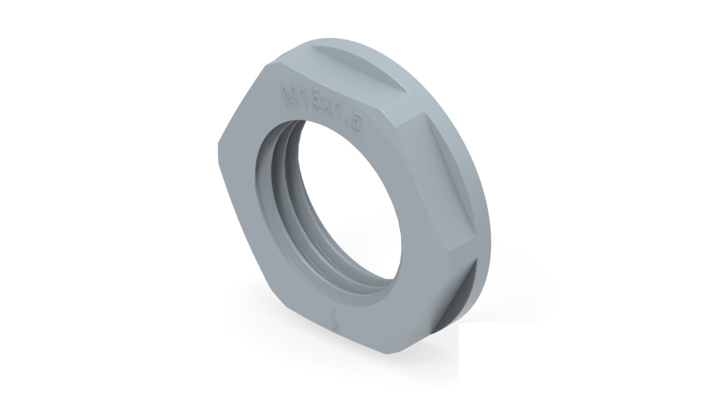 Entrelec Grey UL 94 V2 PA 6 Cable Gland Locknut, M16 Thread