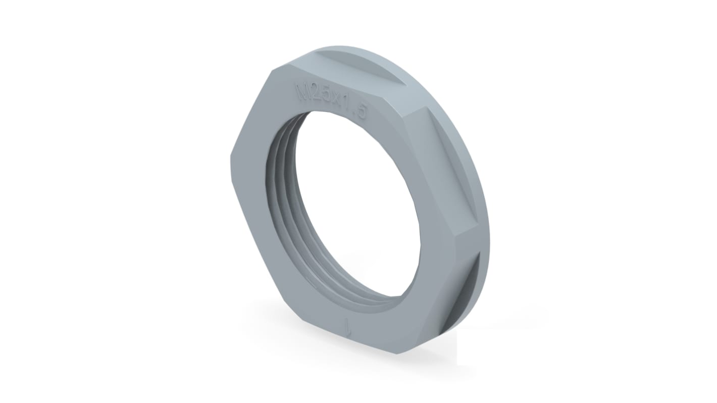 Entrelec Grey UL 94 V2 PA 6 Cable Gland Locknut, M25 Thread