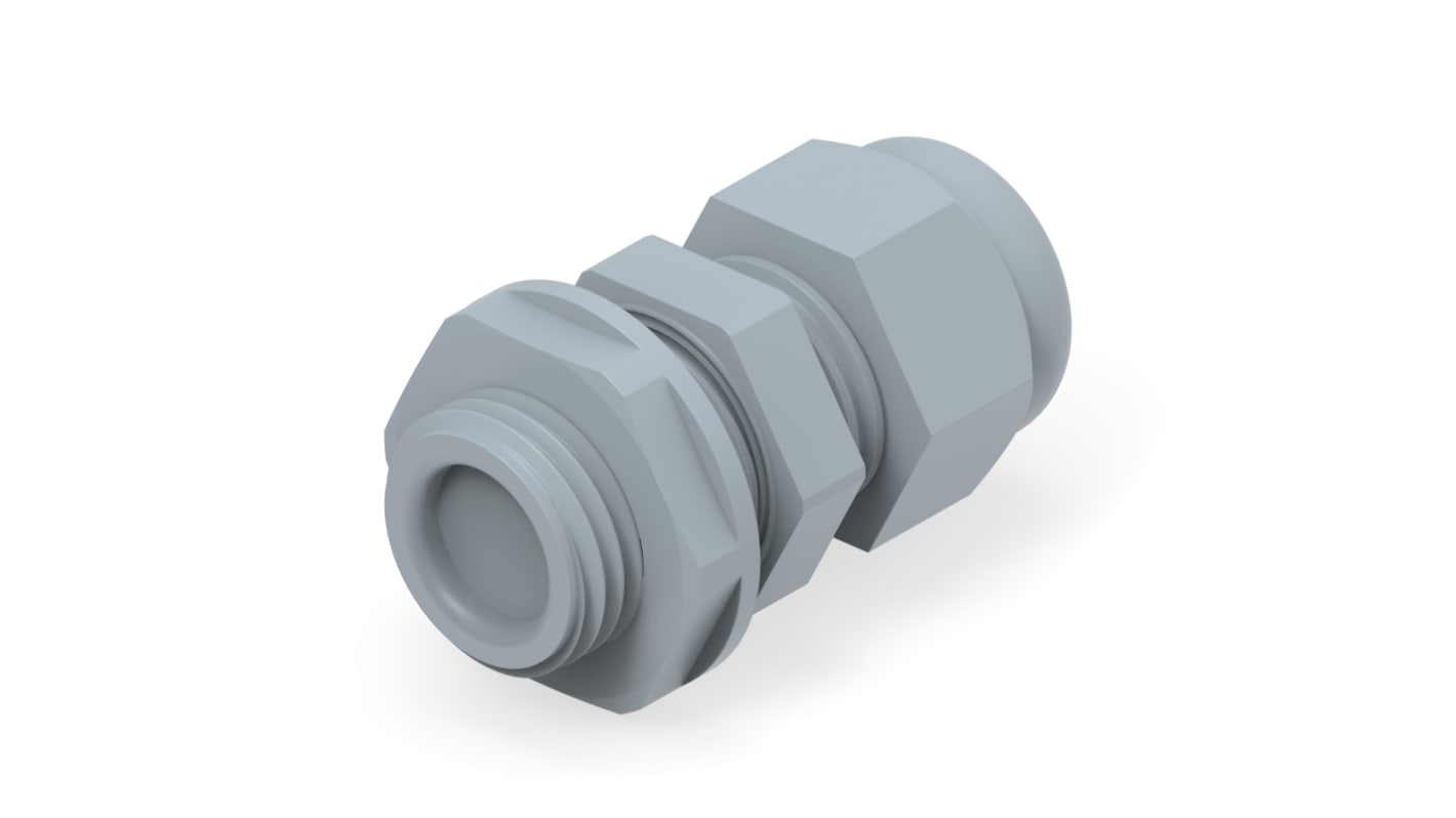 1SNG Series Grey PA 6 Cable Gland, M16 Thread, 4mm Min, 8mm Max, IP66, IP68