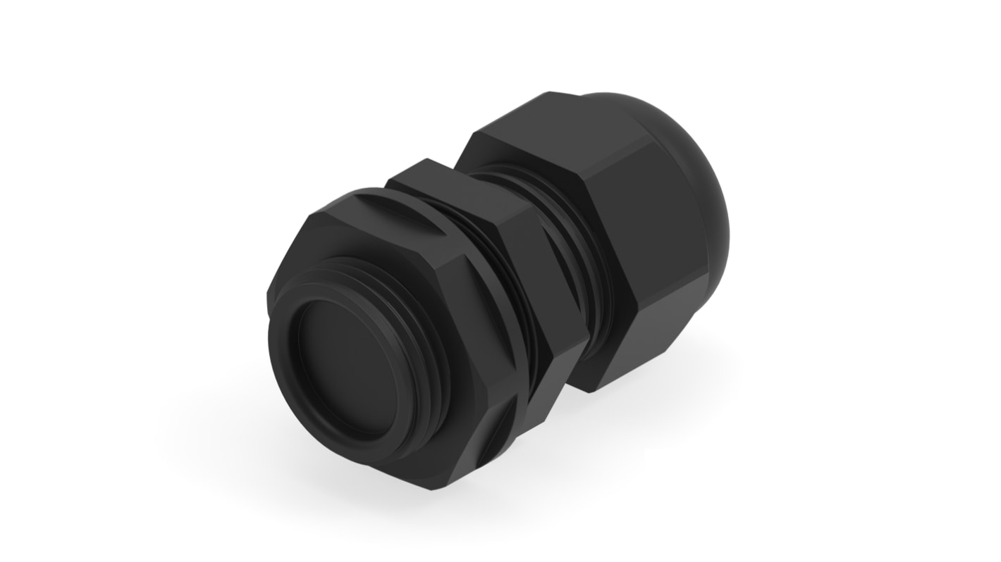 1SNG Series Black PA 6 Cable Gland, M20 Thread, 6mm Min, 12mm Max, IP66, IP68