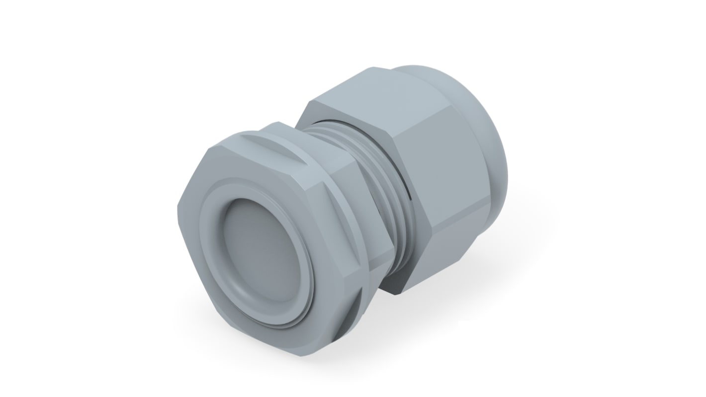 Entrelec 1SNG Series Grey PA 6 Cable Gland, M25 Thread, 11mm min., 17mm max., IP66, IP68