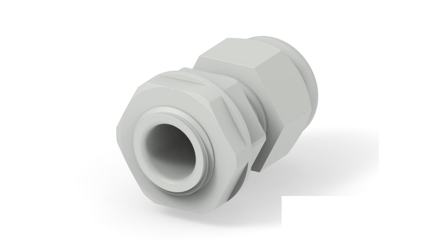 Entrelec 1SNG Series Light Grey PA 6 Cable Gland, PG9 Thread, 4mm min., 8mm max., IP66, IP68