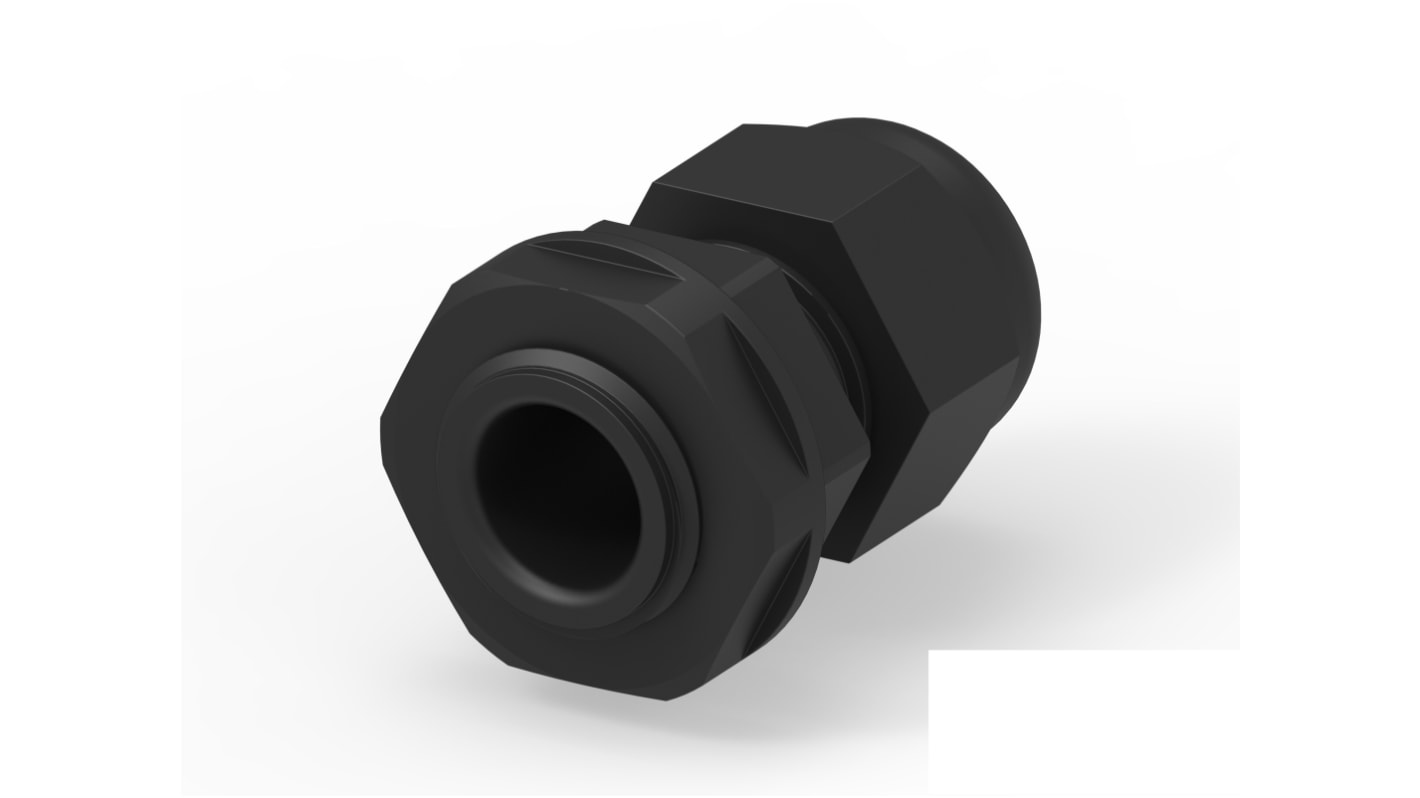 1SNG Series Black PA 6 Cable Gland, PG9 Thread, 4mm Min, 8mm Max, IP66, IP68