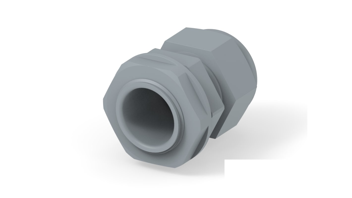 Entrelec 1SNG Series Grey PA 6 Cable Gland, PG16 Thread, 10mm min., 14mm max., IP66, IP68