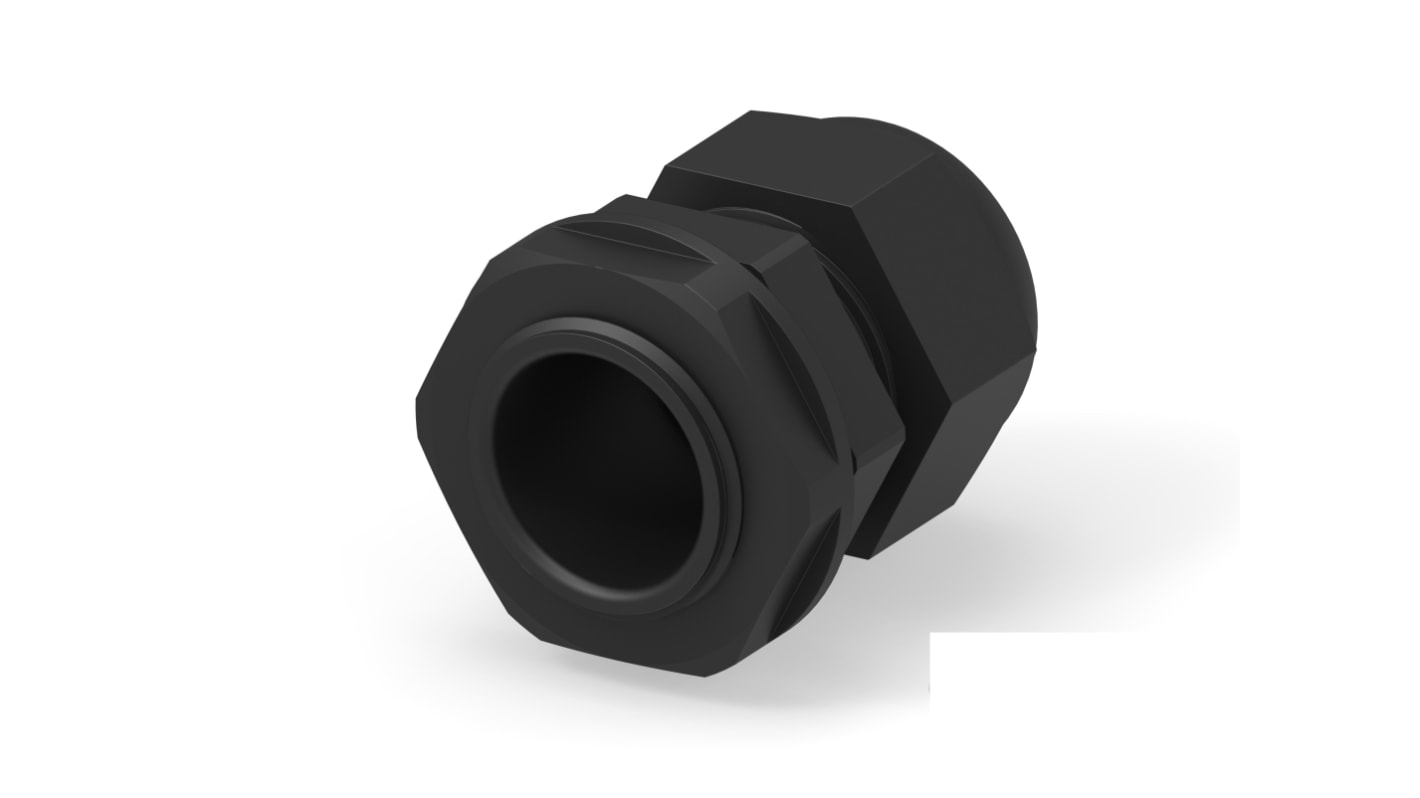 Entrelec 1SNG Series Black PA 6 Cable Gland, PG16 Thread, 10mm min., 14mm max., IP66, IP68