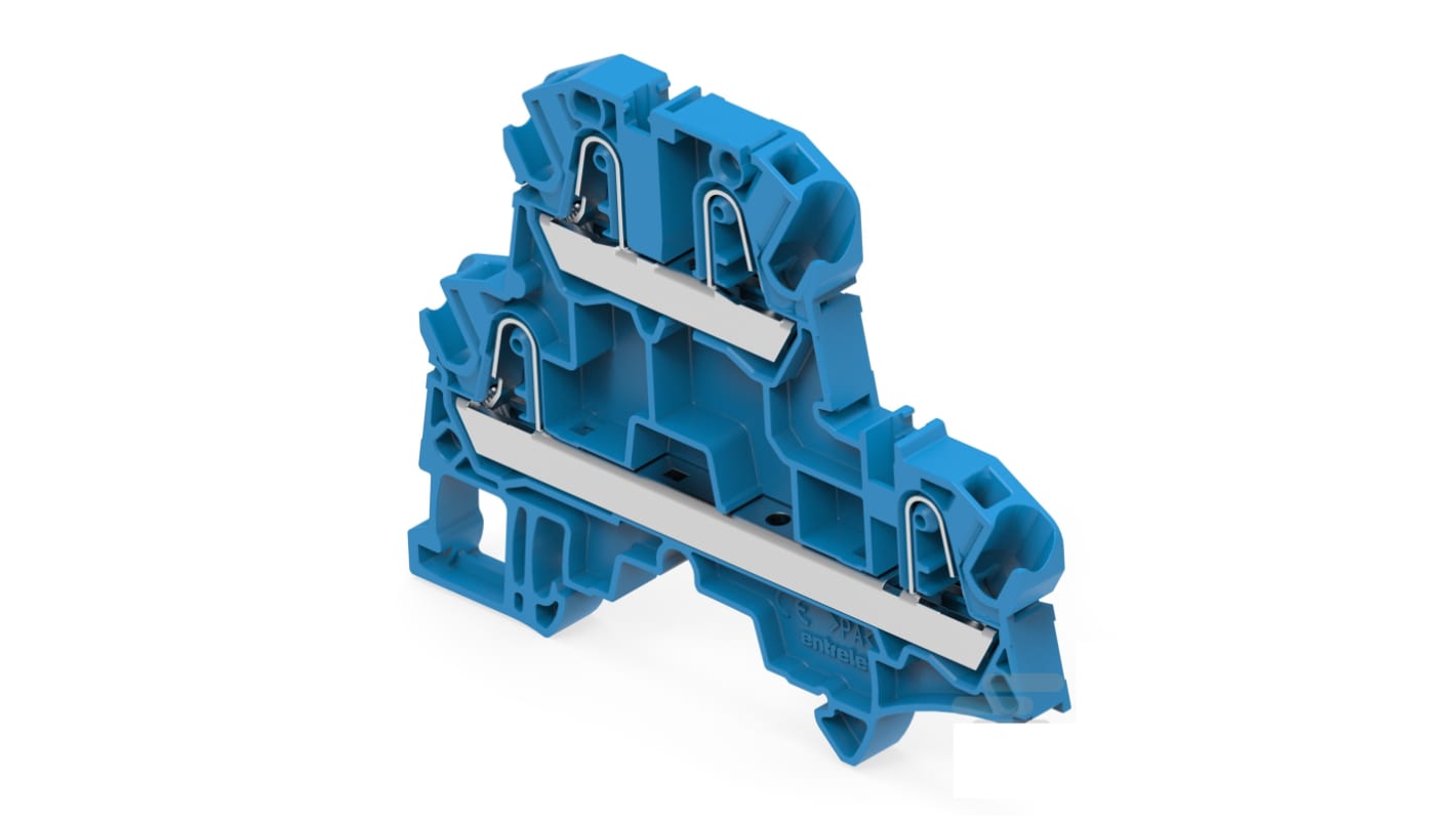 ENTRELEC SNK Series Blue Terminal Block, 4mm², 2-Level, Push In Termination