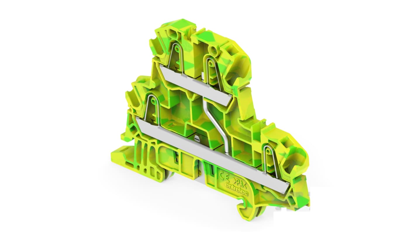 Entrelec 1SNK706250R0000 1SNK Series Green, Yellow, 4mm², 2-Level, Push In Termination