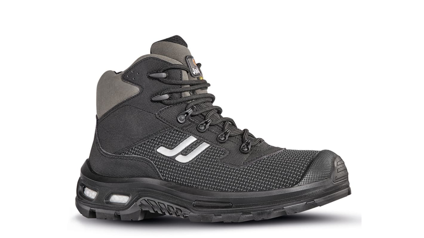 Jallatte JALNORA JY252 Black, Grey ESD Safe Aluminium Toe CappedMen's Safety Boots, UK 8, EU 42