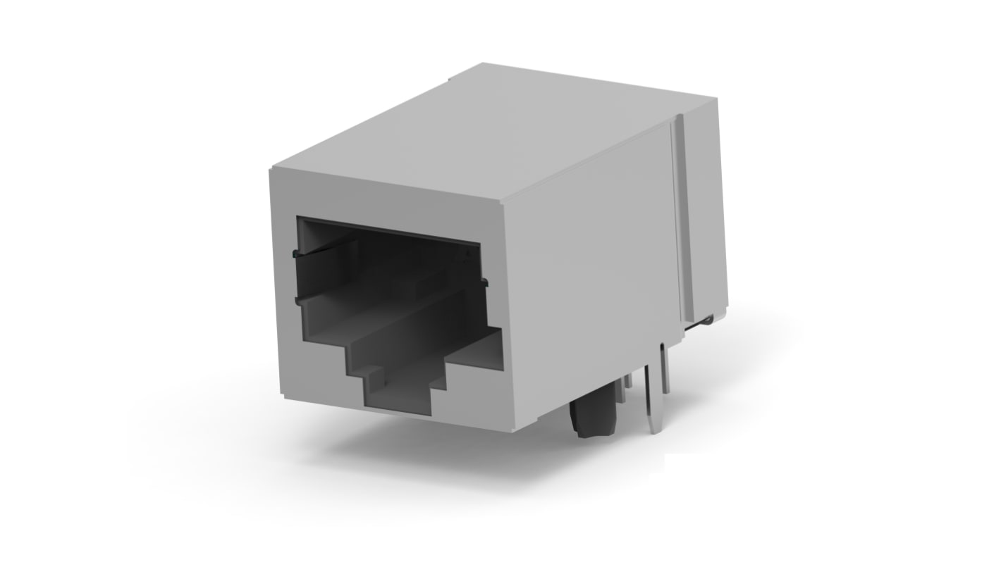 TE Connectivity 5558310 Series Female RJ45 Connector, Board Mount, Cat3, Tin Plated Copper Alloy Shield Right Angle 1 x