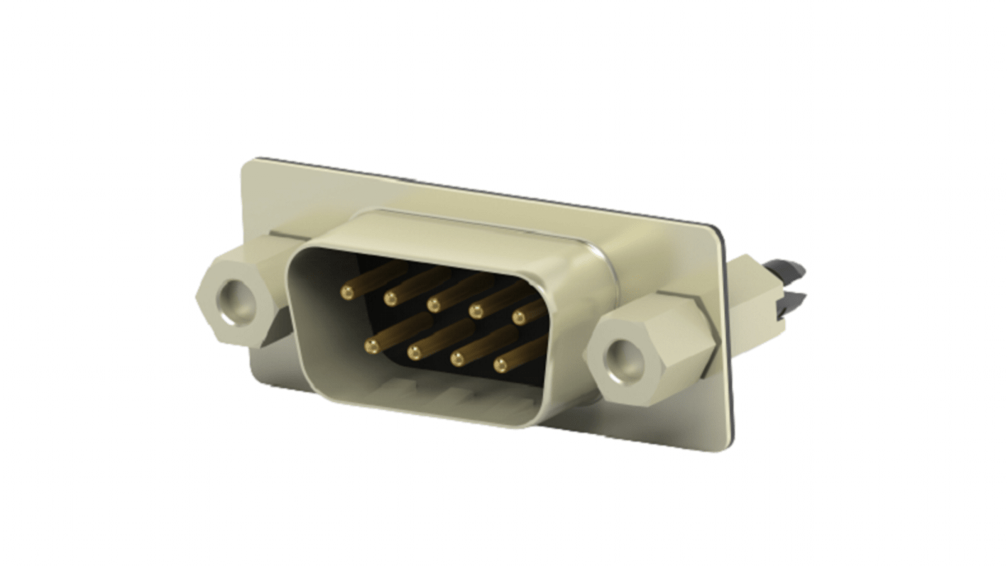 TE Connectivity 2301826 9 Way Vertical Board Mount D-sub Connector Plug, 2.77mm Pitch