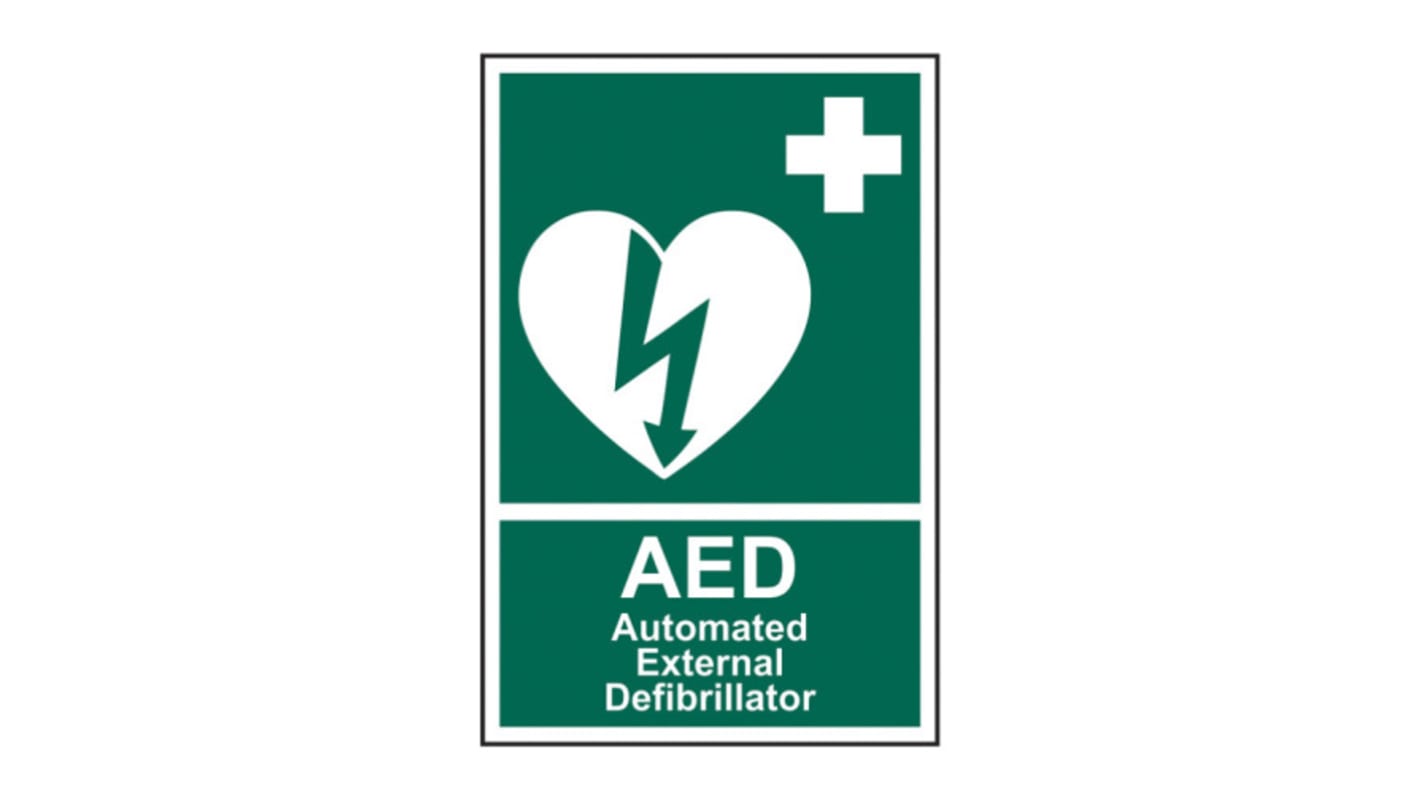 Spectrum Industrial Vinyl Green/White Safe Conditions Sign, Automated External Defibrillator, English