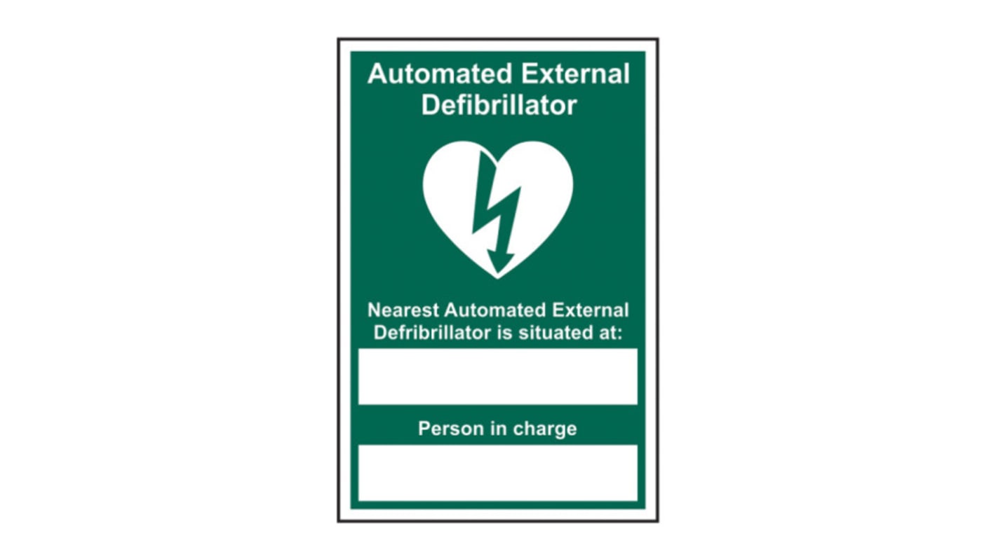 Spectrum Industrial Vinyl Green/White Safe Conditions Sign, Automated External Defibrillator, English