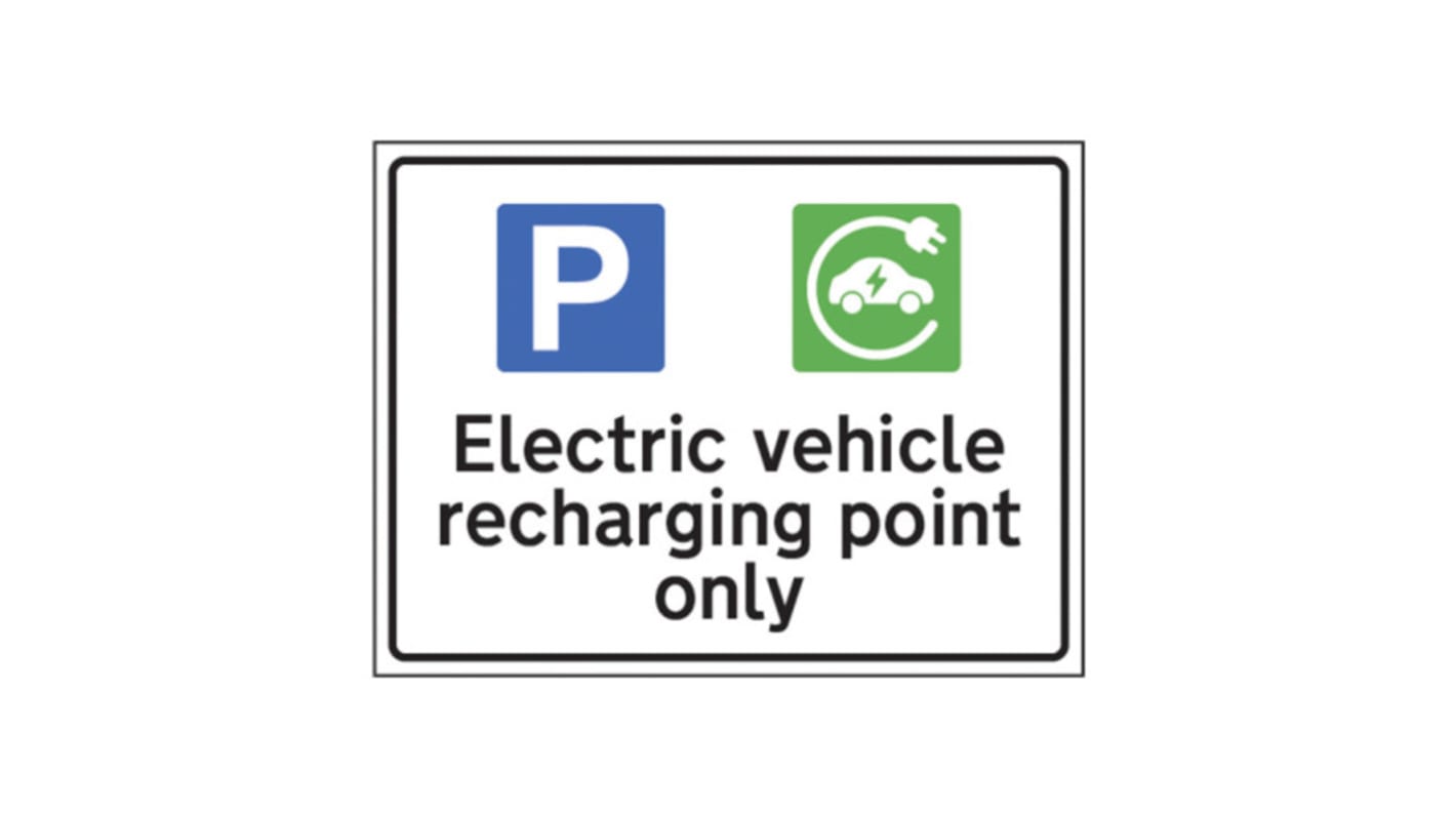 Spectrum Industrial Aluminium Black, White Safe Conditions Sign, Electric Vehicle Charging Point, English