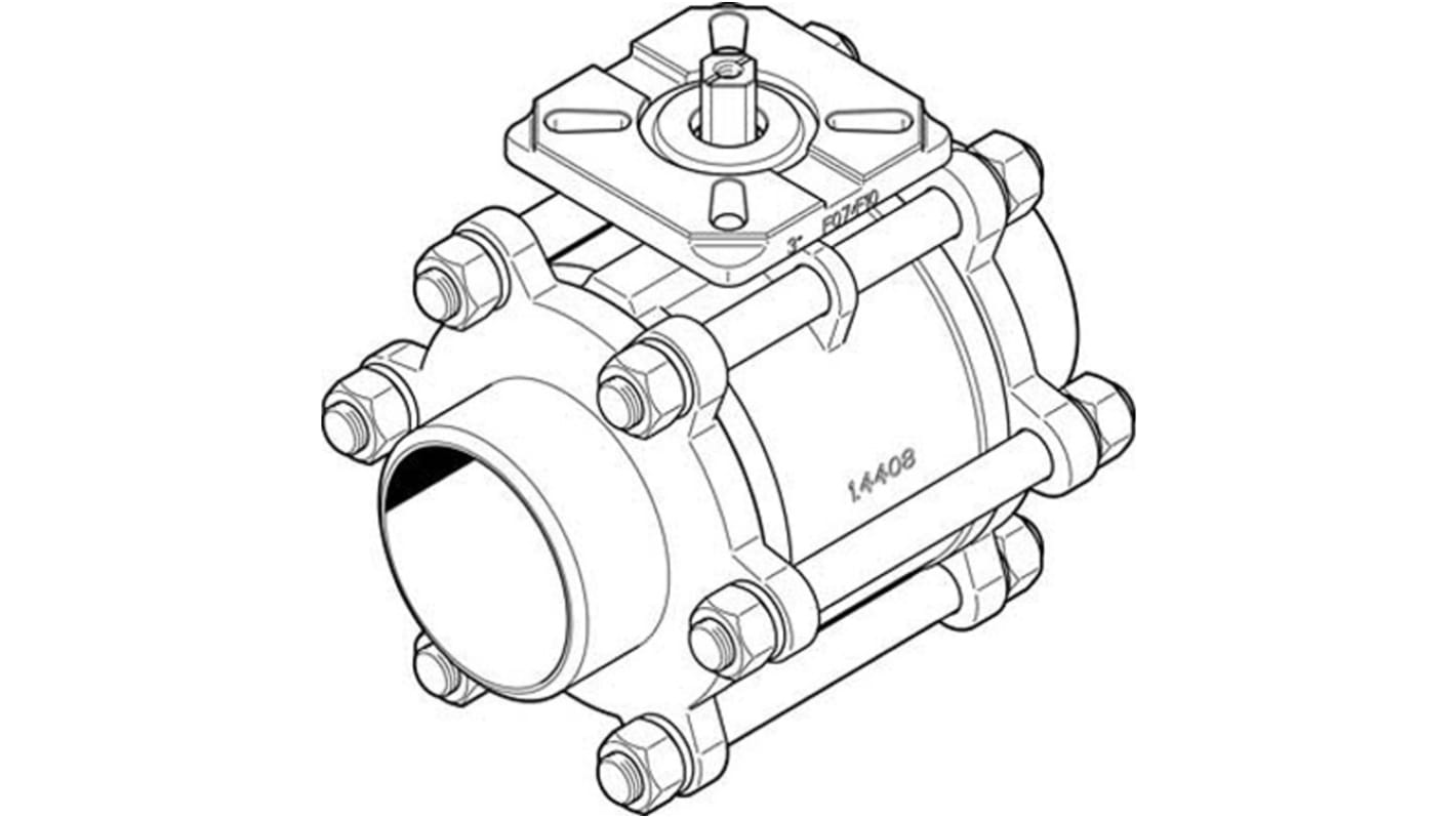 Festo Stainless Steel 2 Way, Ball Valve, Threaded, 80mm, 63bar Operating Pressure