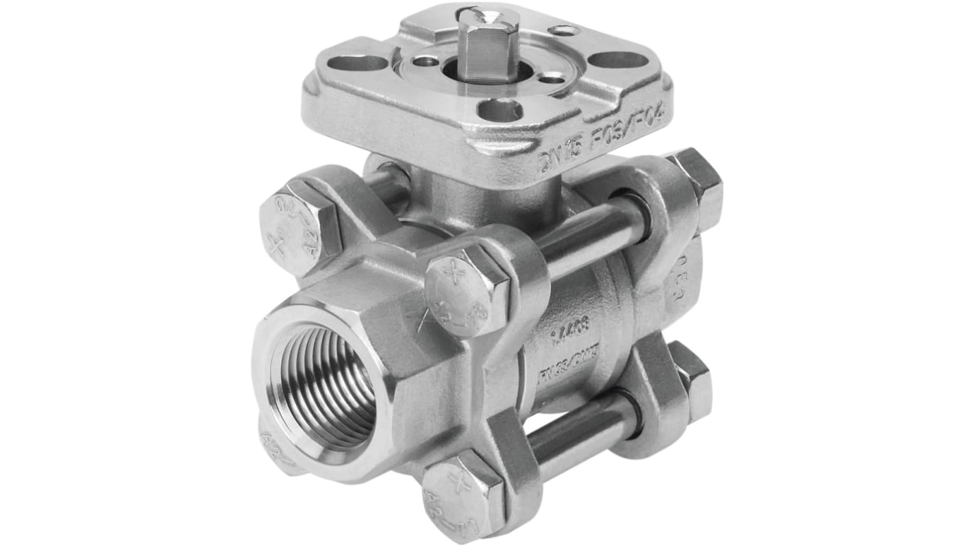 Festo Stainless Steel 2 Way, Ball Valve 3/8in, 10mm, 63bar Operating Pressure