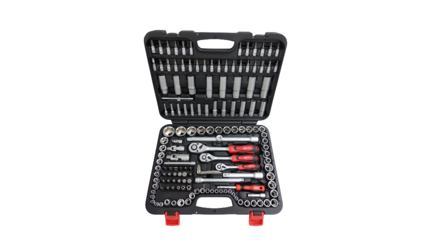 RS PRO 151-Piece Imperial, Metric 1/4, 1/2, 3/8in Standard Socket/Bit Set with Ratchet, 6 point