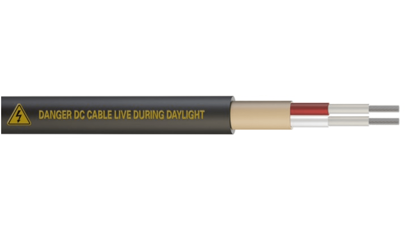 RS PRO, Flexible Multicore, 50m 2 Core, Black Tuff Double Insulated Cable +90°C