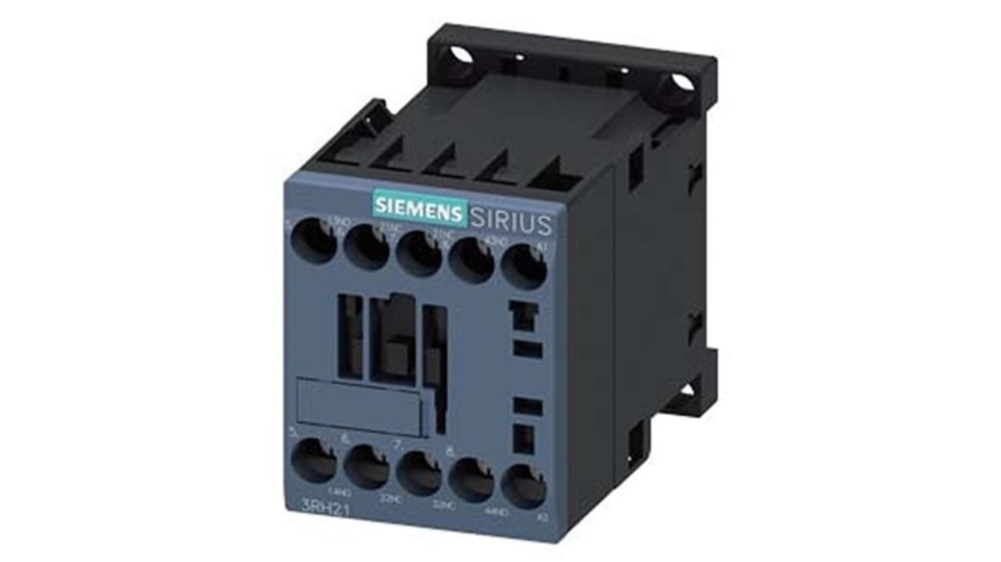 Relè contattore Siemens, serie 3RH2, 4 poli, 2 NO + 2NC, 10 A, bobina 110 V c.a.