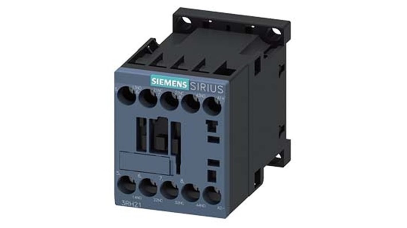 Relè contattore Siemens, serie 3RH2, 4 poli, 2 NO + 2NC, 10 A, bobina 110 V c.c.