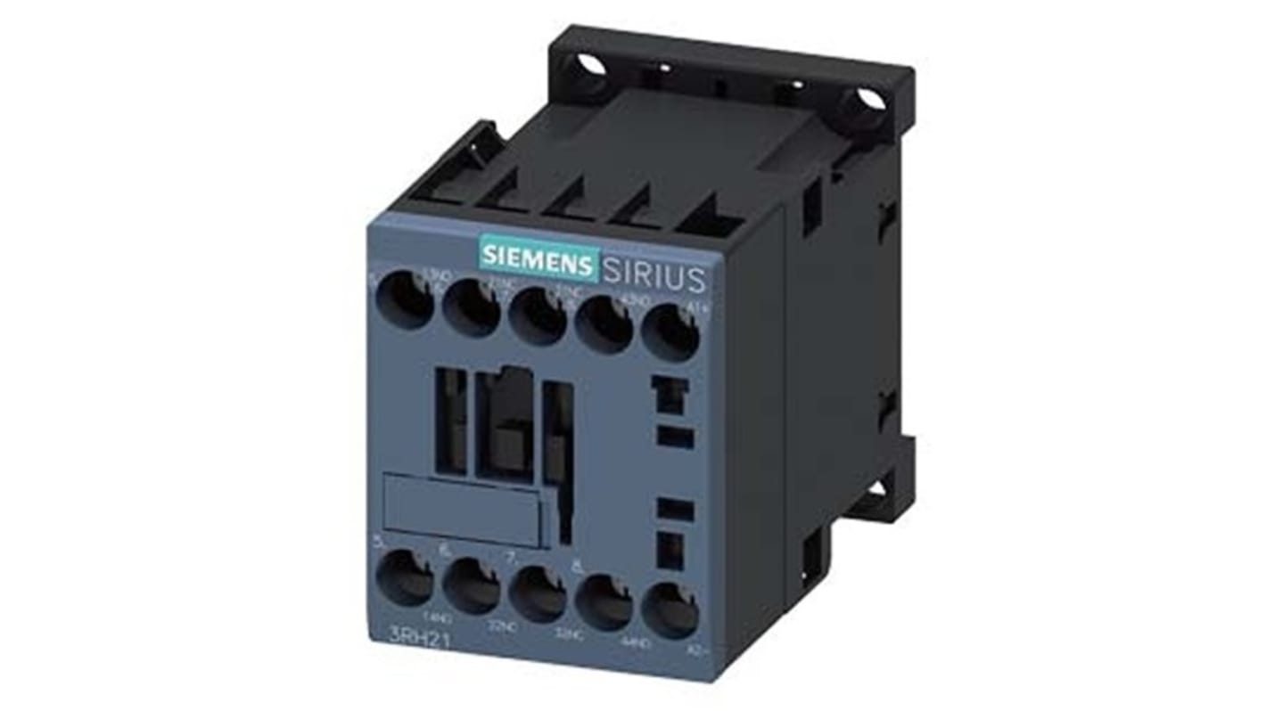 Relè contattore Siemens, serie 3RH2, 4 poli, 2 NO + 2NC, 10 A, bobina 250 V c.c.