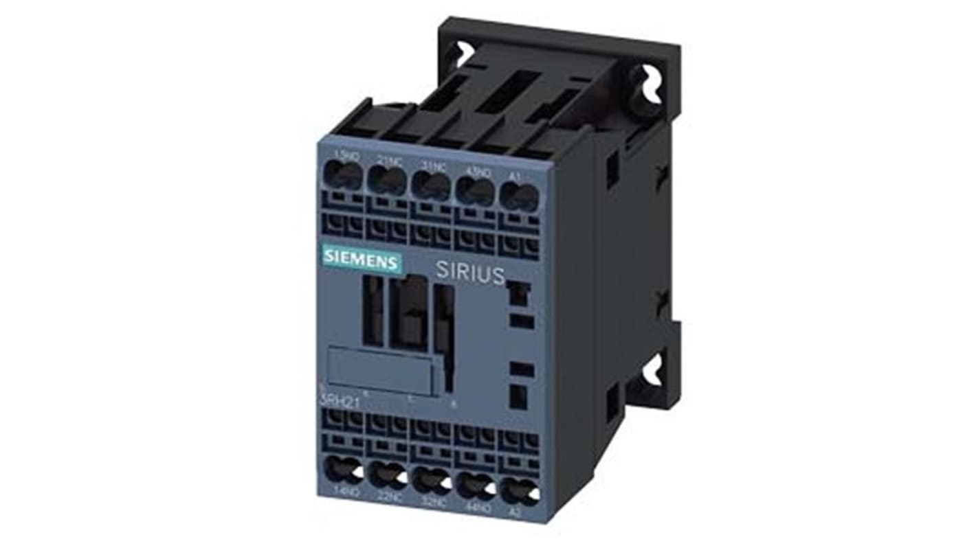 Relè contattore Siemens, serie 3RH2, 4 poli, 2 NO + 2NC, 10 A, bobina 220 V CA