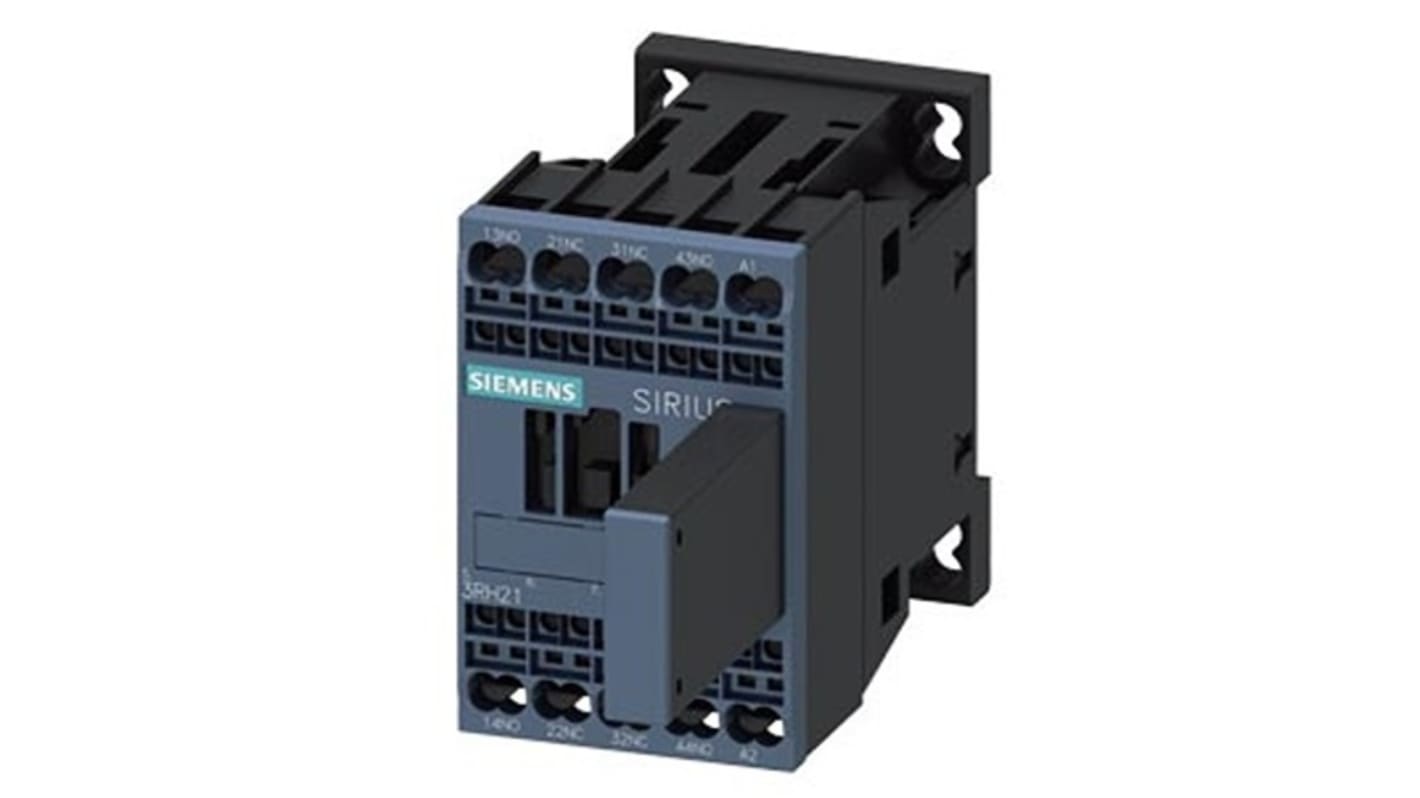 Relè contattore Siemens, serie 3RH2, 4 poli, 2 NO + 2NC, 10 A, bobina 230 V c.a.