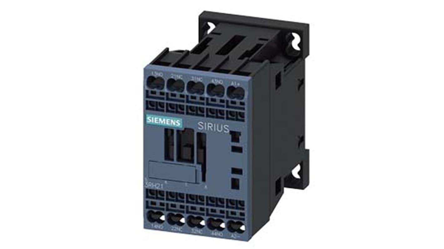 Relè contattore Siemens, serie 3RH2, 4 poli, 2 NO + 2NC, 10 A, bobina 110 V c.c.