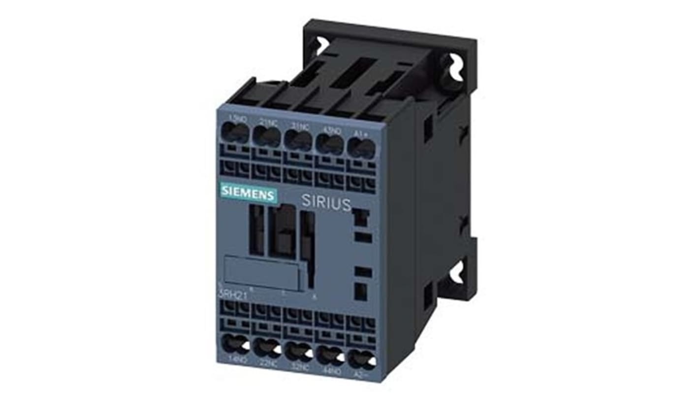 Relè contattore Siemens, serie 3RH2, 4 poli, 2 NO + 2NC, 10 A, bobina 24 V c.c.