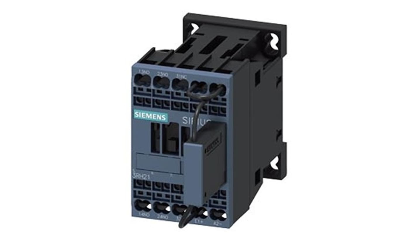 Relè contattore Siemens, serie 3RH2, 4 poli, 2NA + 1NC, 10 A, bobina 24 V c.c.