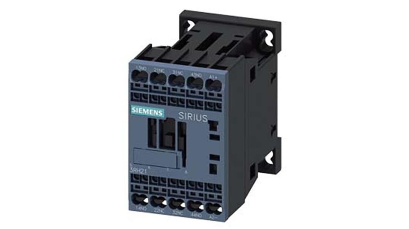 Relè contattore Siemens, serie 3RH2, 4 poli, 2 NO + 2NC, 10 A, bobina 72 - 125 V CC