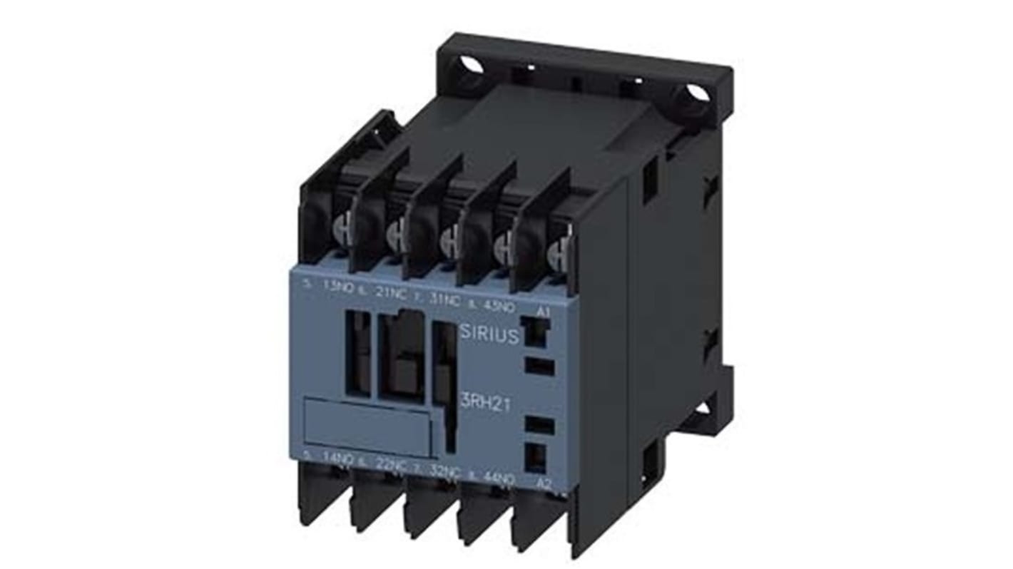 Relè contattore Siemens, serie 3RH2, 4 poli, 2 NO + 2NC, 10 A, bobina 24 V c.a.