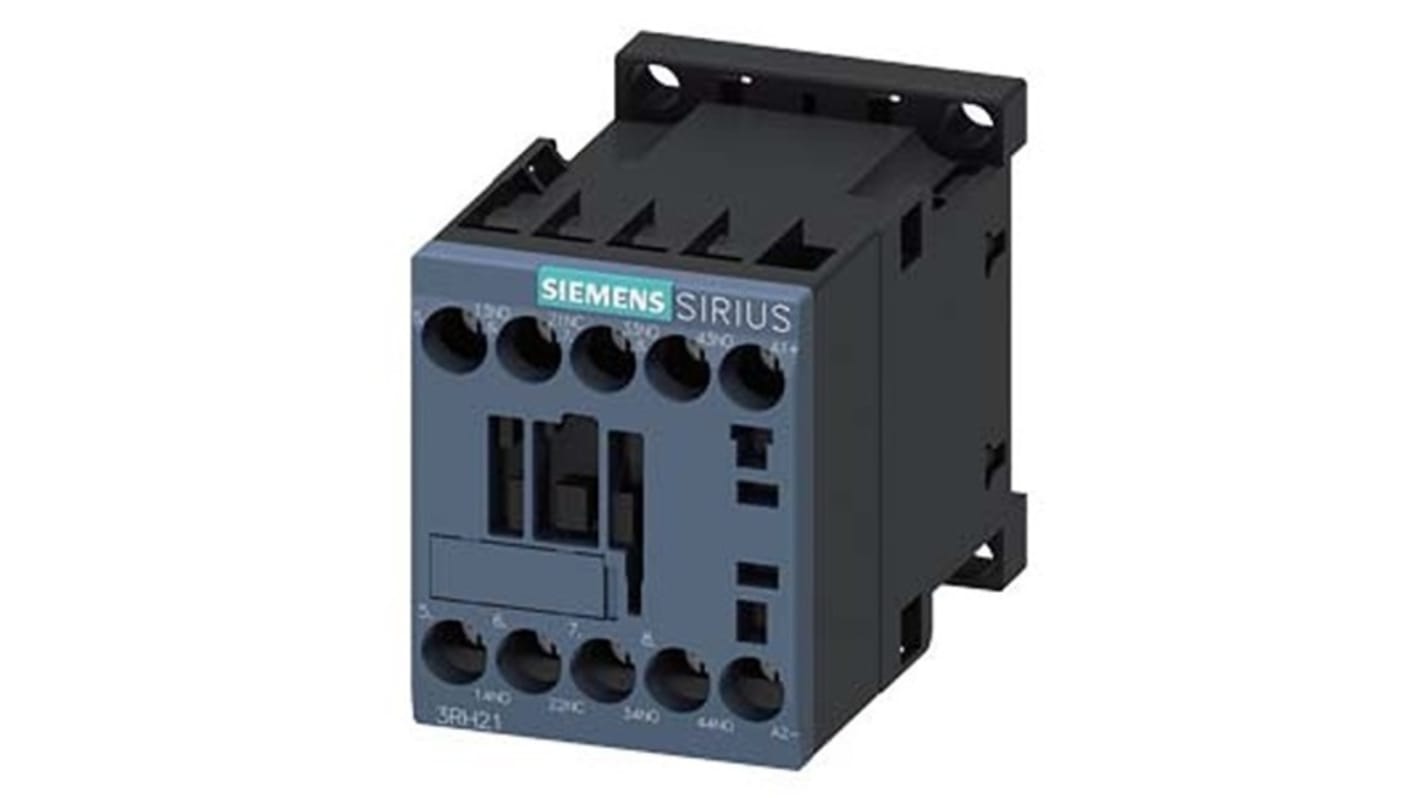Relè contattore Siemens, serie 3RH2, 4 poli, 3 NA + 1 NC, 10 A, bobina 24 V c.c.