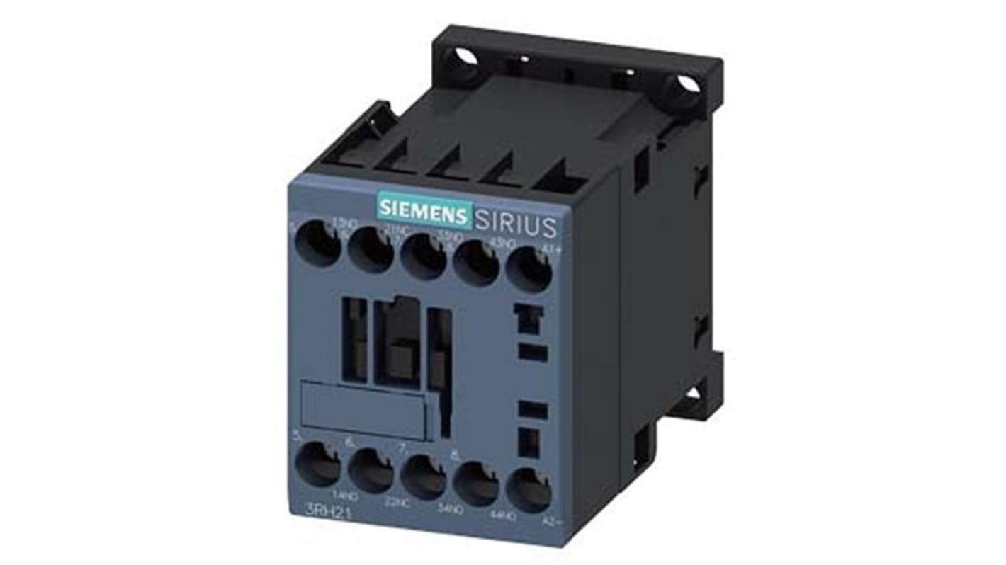 Relè contattore Siemens, serie 3RH2, 4 poli, 3 NA + 1 NC, 10 A, bobina 110 V c.c.