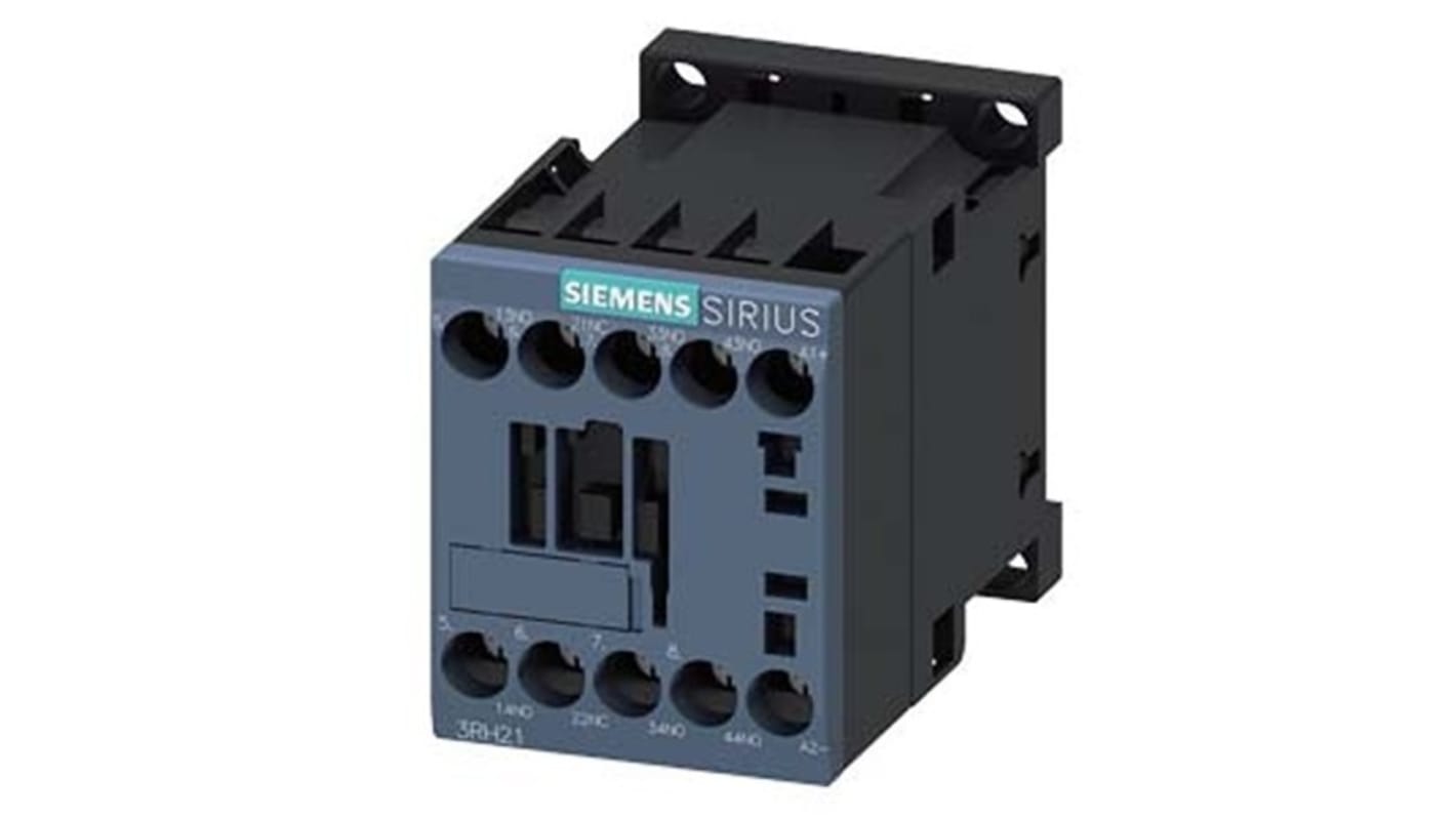 Relè contattore Siemens, serie 3RH2, 4 poli, 3 NA + 1 NC, 10 A, bobina 24 - 34 V CC