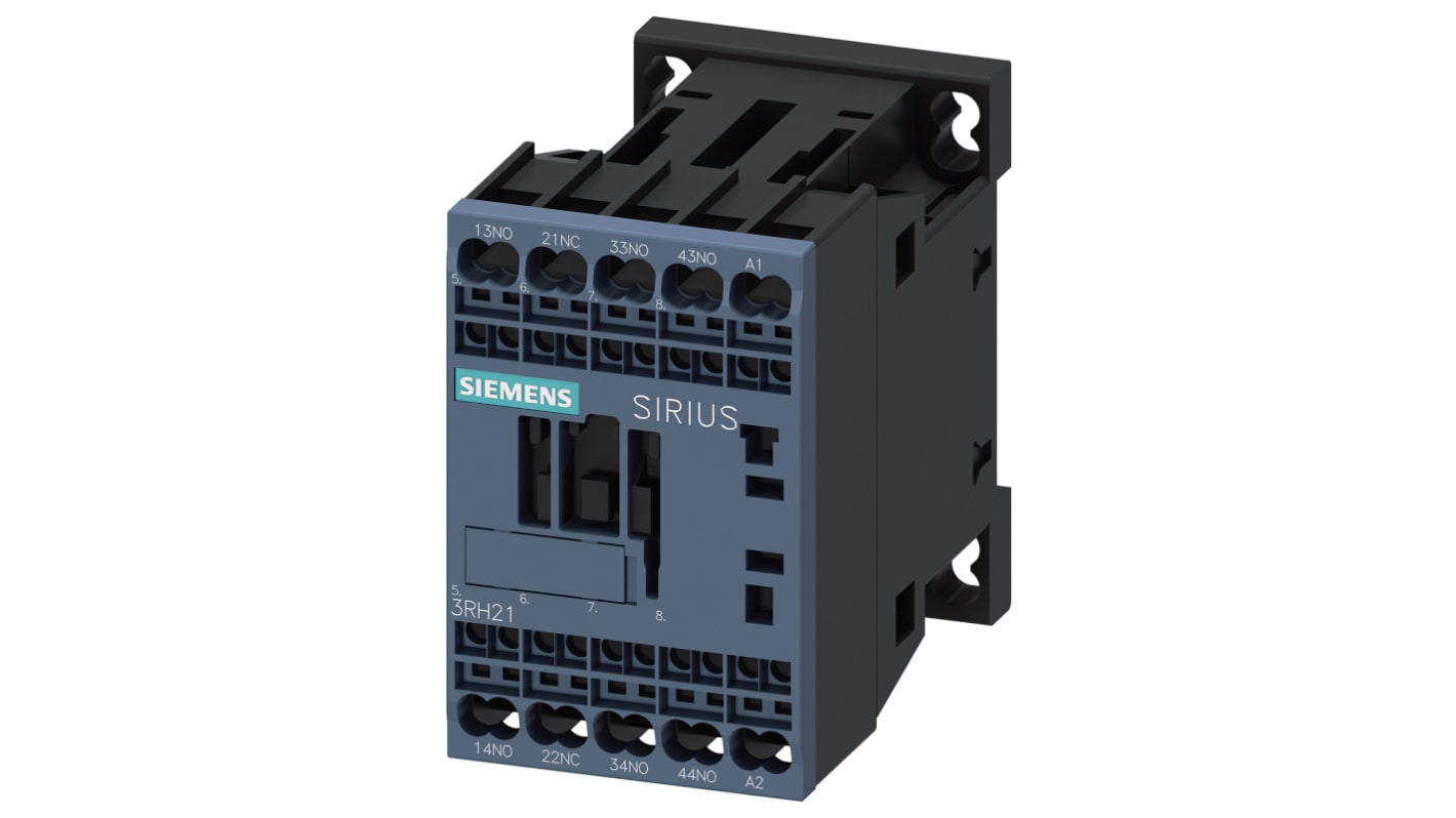 Relè contattore Siemens, serie 3RH2, 4 poli, 3 NA + 1 NC, 10 A, bobina 230 V c.a.