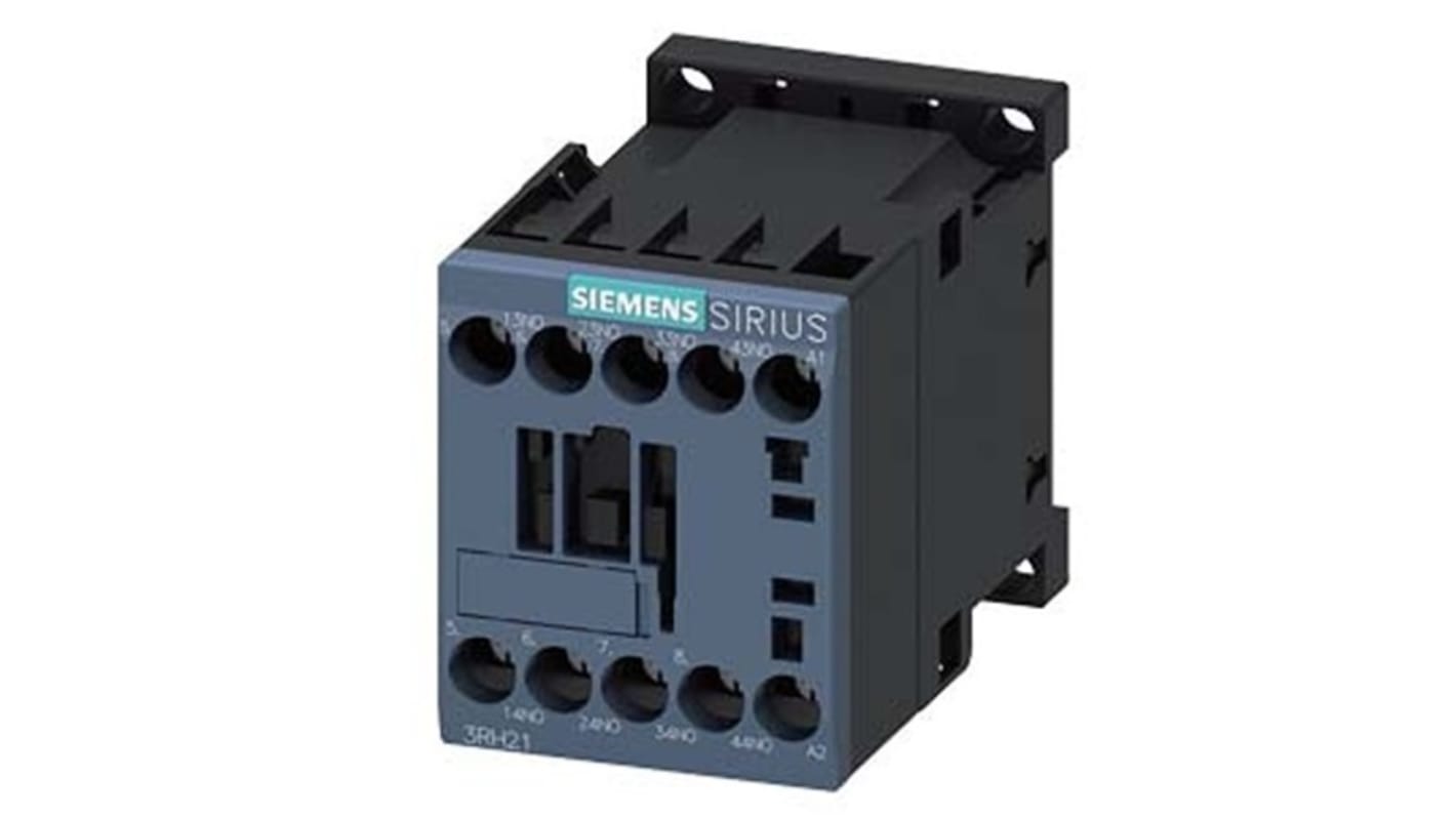 Relè contattore Siemens, serie 3RH2, 4 poli, 4NO, 10 A, bobina 120 V AC