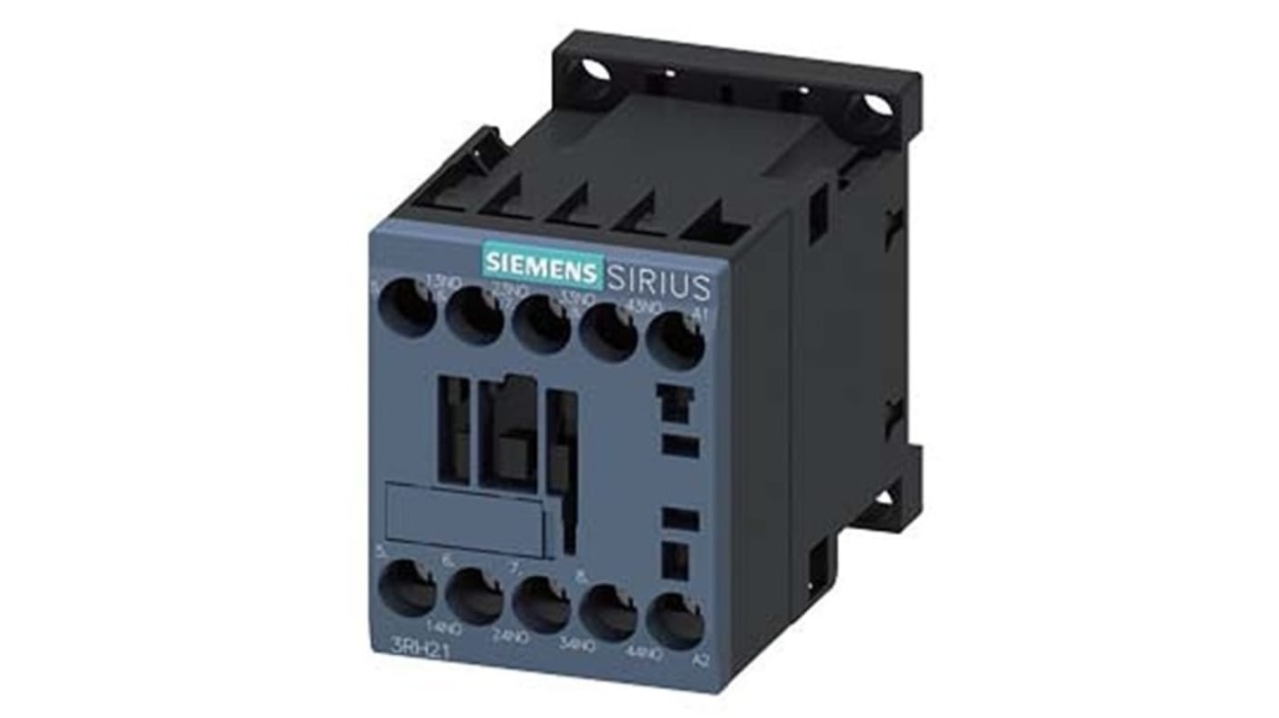 Relè contattore Siemens, serie 3RH2, 4 poli, 4NO, 10 A, bobina 125 V ac