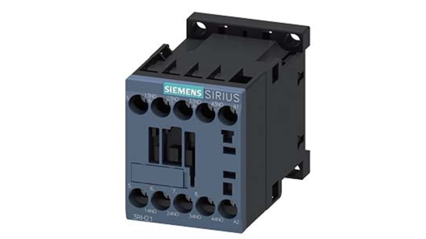 Relè contattore Siemens, serie 3RH2, 4 poli, 4NO, 10 A, bobina 480 V CA