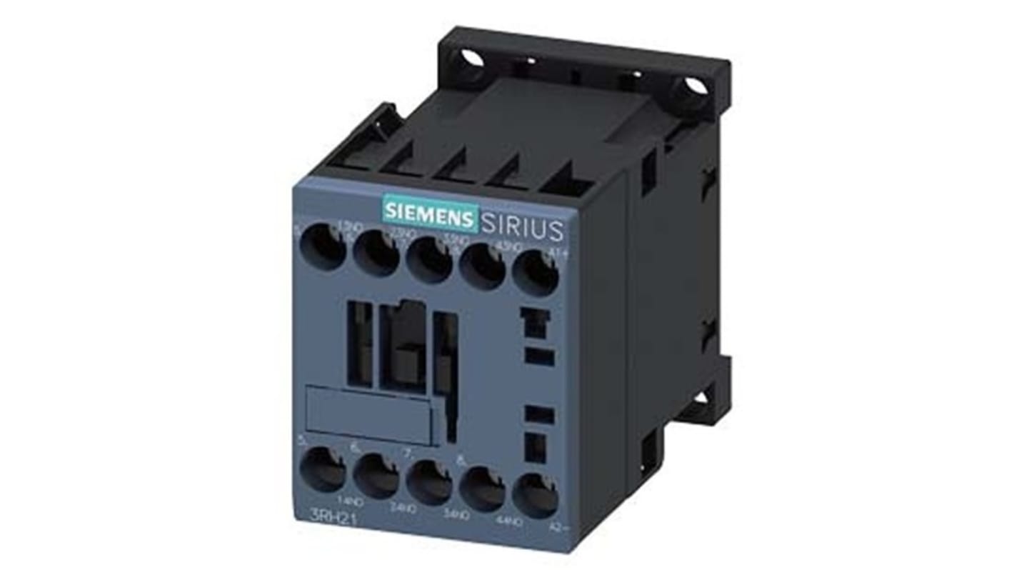 Relè contattore Siemens, serie 3RH2, 4 poli, 4NO, 10 A, bobina 110 V c.c.