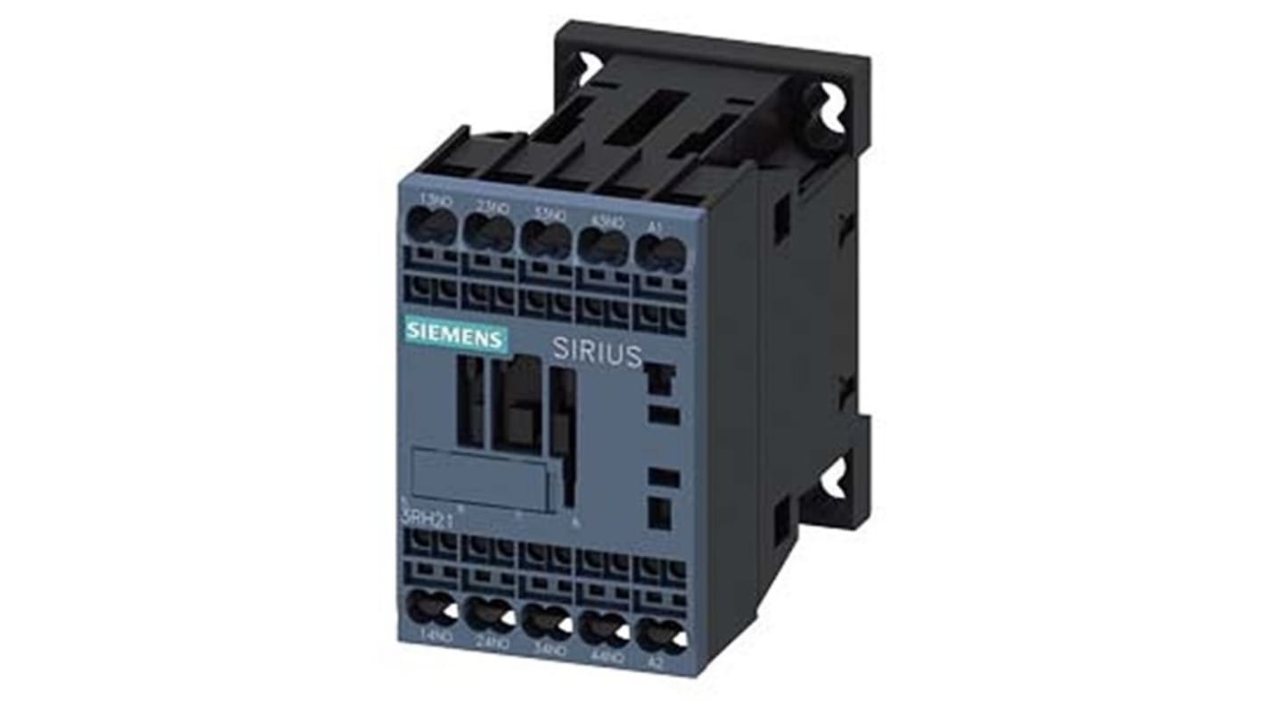 Relè contattore Siemens, serie 3RH2, 4 poli, 4NO, 10 A, bobina 230 V c.a.