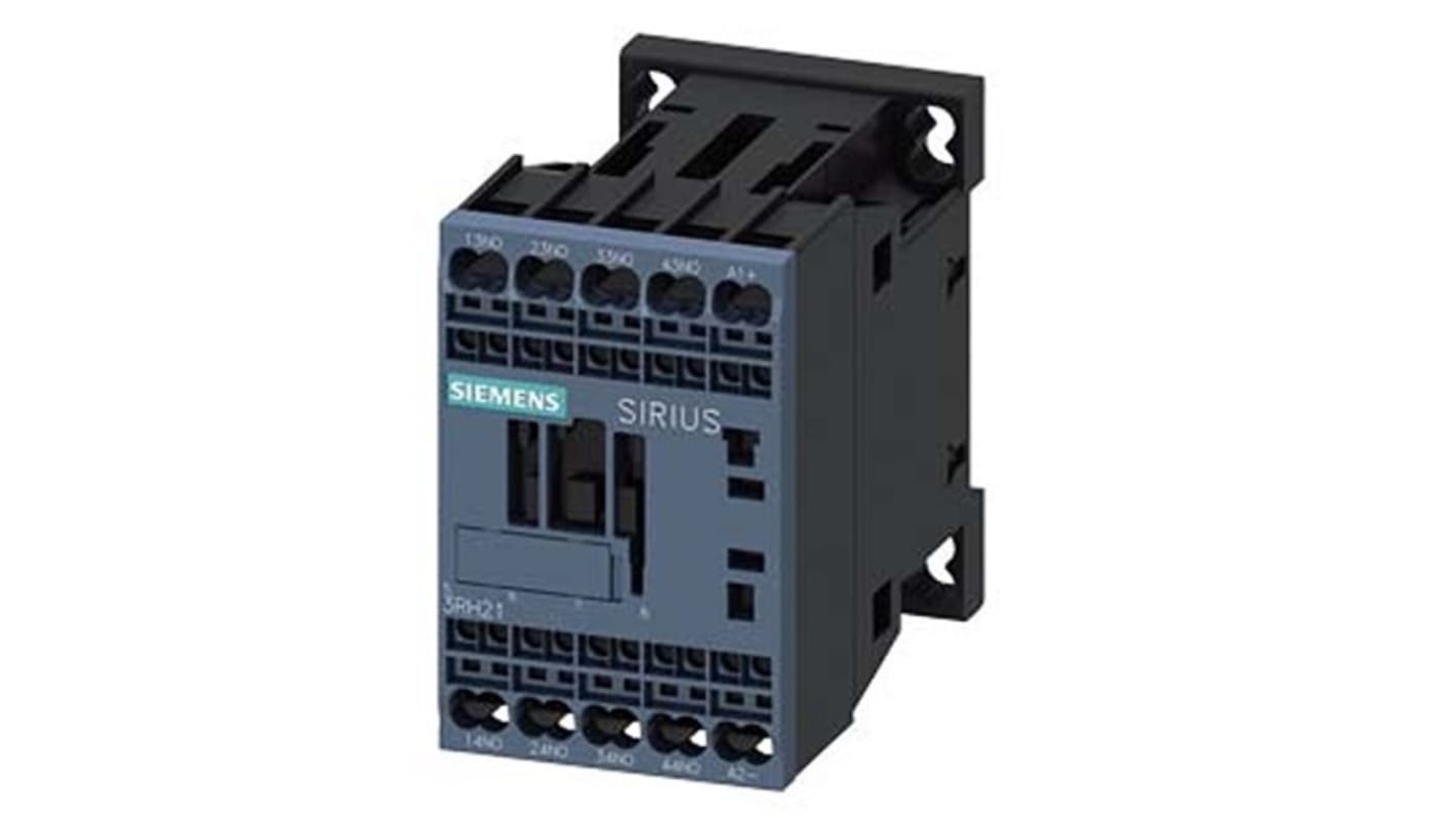 Relè contattore Siemens, serie 3RH2, 4 poli, 4NO, 10 A, bobina 220 V CC