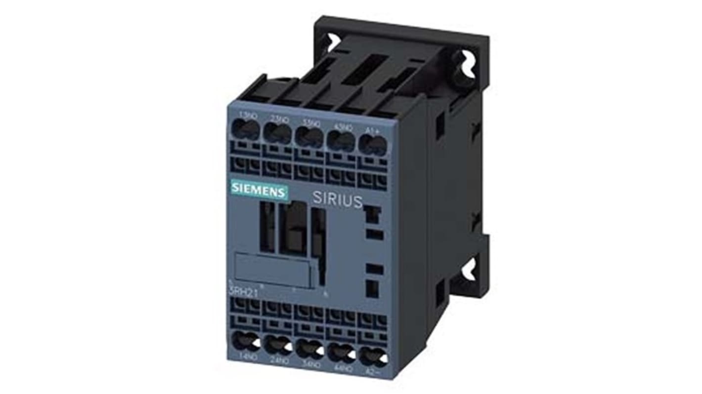 Relè contattore Siemens, serie 3RH2, 4 poli, 4NO, 10 A, bobina 230 V CC